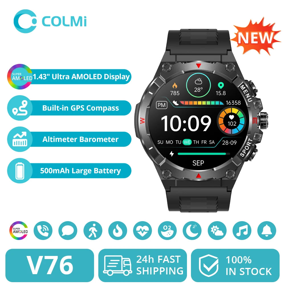 COLMI V76 GPS Smartwatch with AMOLED Display