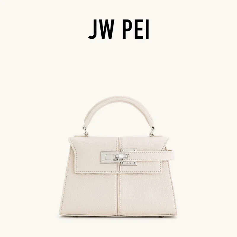 JW PEI Elegant Grained Leather Shoulder Bag Luxury Top-Handle Crossbody Bag for Women Lock Classic Satchel Handbag