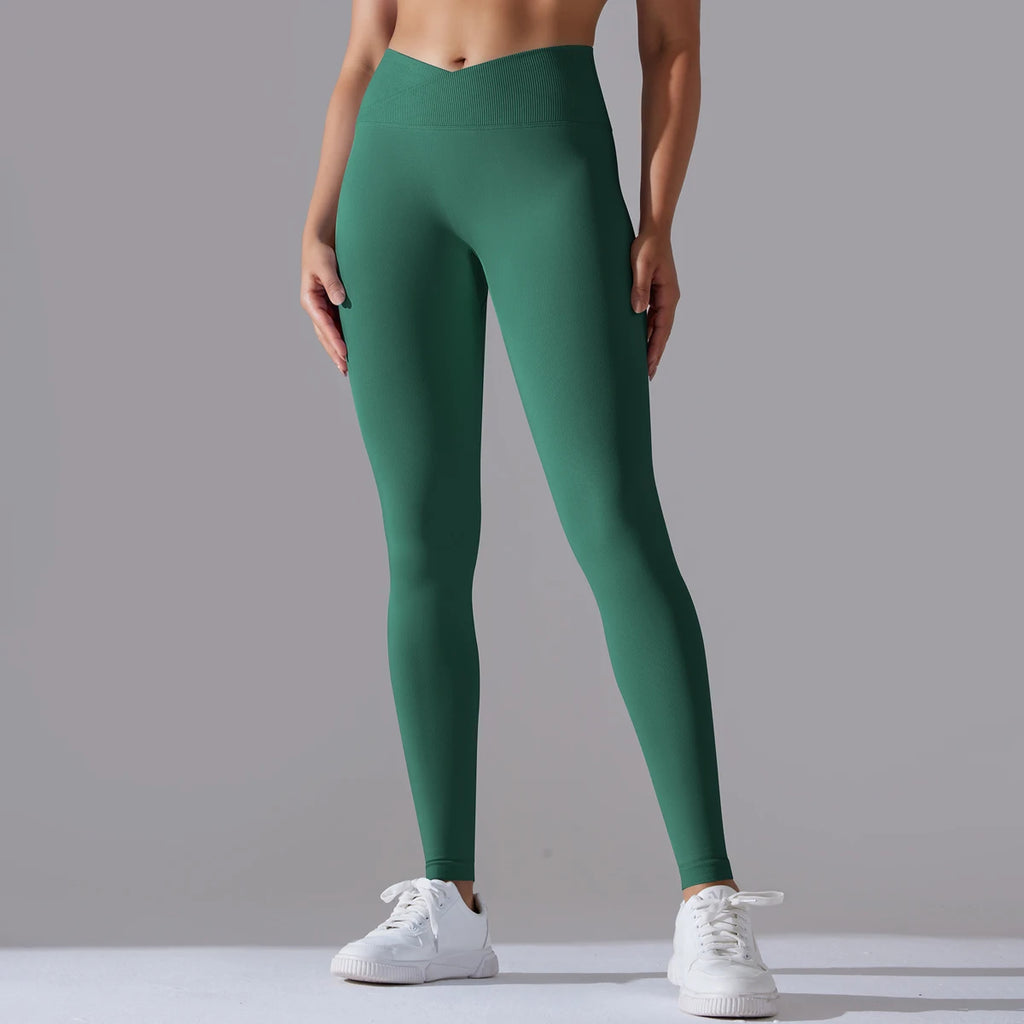 Women’s High-Waisted Yoga Leggings with Crossover Waist