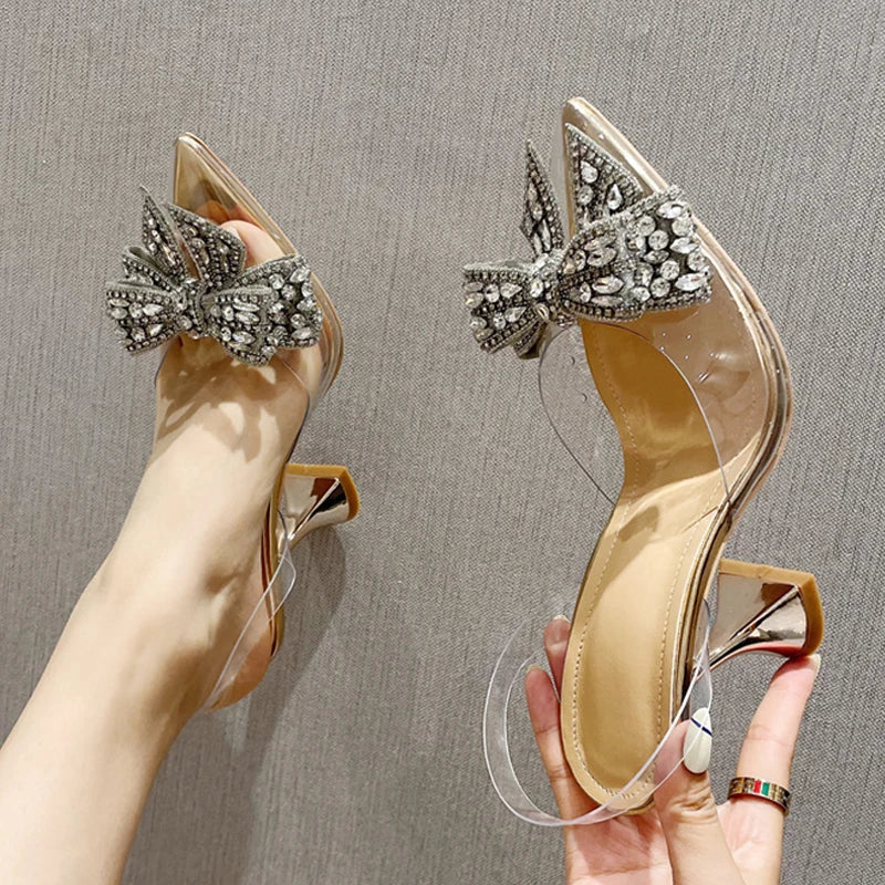 Slingback donna Liyke con fiocco e tacco a clessidra