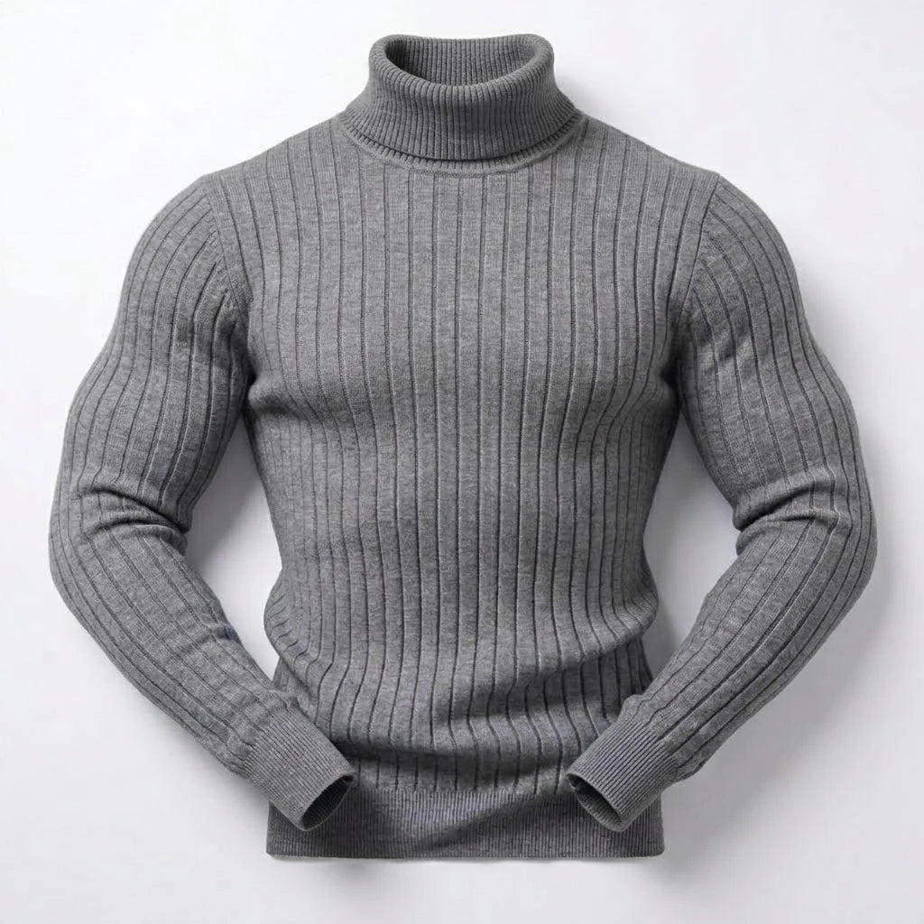 Maglione uomo a collo alto a righe