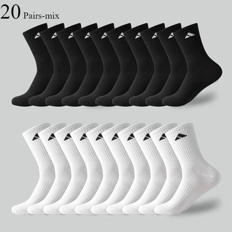 5/10/20 Paar Herren High Waist Einfarbig Unisex Sportsocken Schwarz Weiß Atmungsaktiv Wadenlang Casual Ganzjährig Herren Basketballsocken