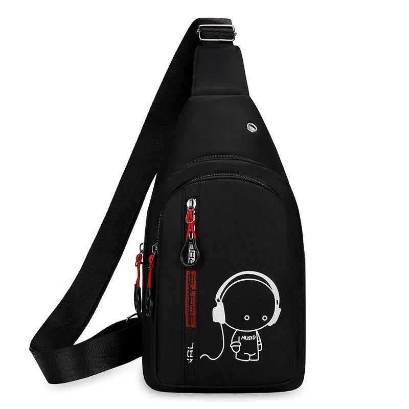 Men's Crossbody Bag, Creative Casual Multi-layer Shoulder Bag with Adjustable Strap, Zipper Closure & Multiple Pockets, for Daily Outings, Commuting, Travel and Parties