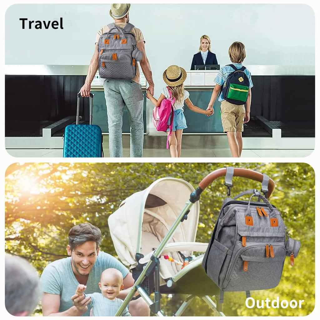 Backpack changing bag with folding cot