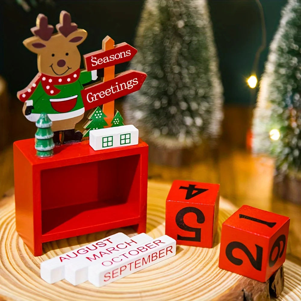 1pc Christmas Countdown Calendar Ornament, a Decorative Piece for Desks And Bookshelves, with Adjustable Month And Date