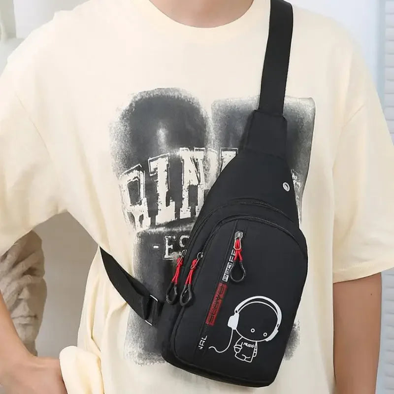 Men's Crossbody Bag, Creative Casual Multi-layer Shoulder Bag with Adjustable Strap, Zipper Closure & Multiple Pockets, for Daily Outings, Commuting, Travel and Parties
