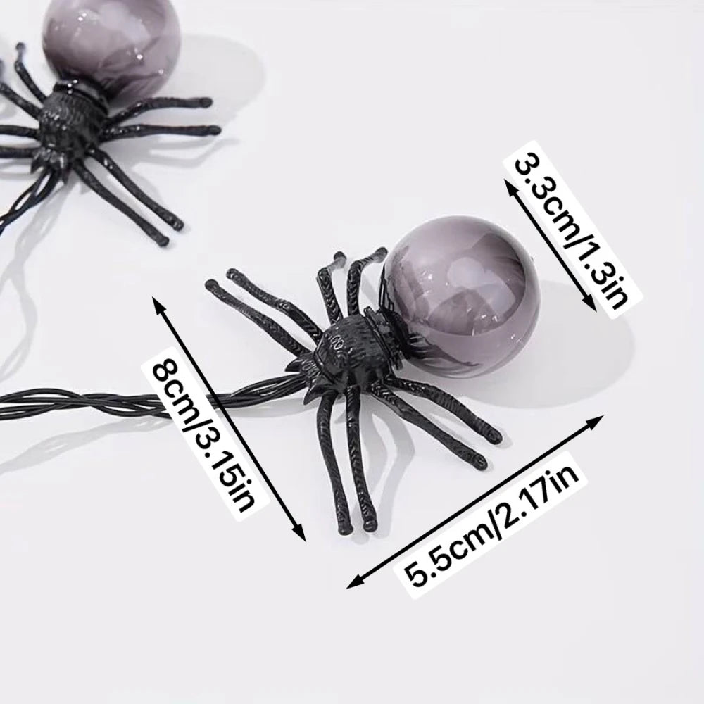10-LED-Spinnen-Lichterkette, Halloween-Dekoration, batteriebetriebene Lichterkette für Party, Gruselhaus, Innen- und Außenbereich