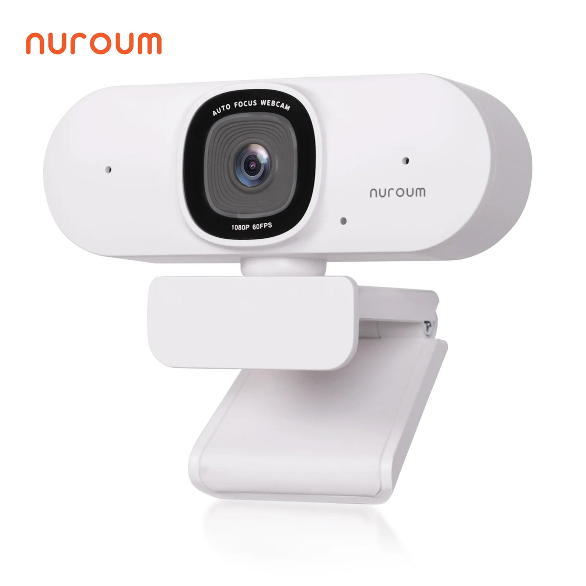 NUROUM V15AFL 2K Auto Focus Webcam with Ring Light, White USB HD Web Camera for PC Laptop, 1080P Low Light Enhancement, Noise Cancelling Mic, Plug & Play for Zoom Teams Video Conferencing Remote Work