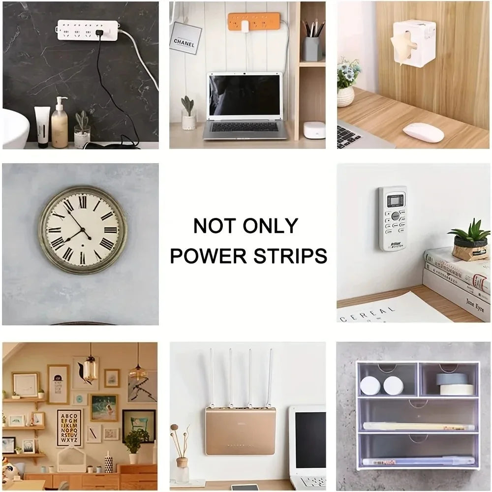 Wall Mounted Self Adhesive Power Strip Fixer Removable Cable Organizer Desktop Socket Holder for Office Home