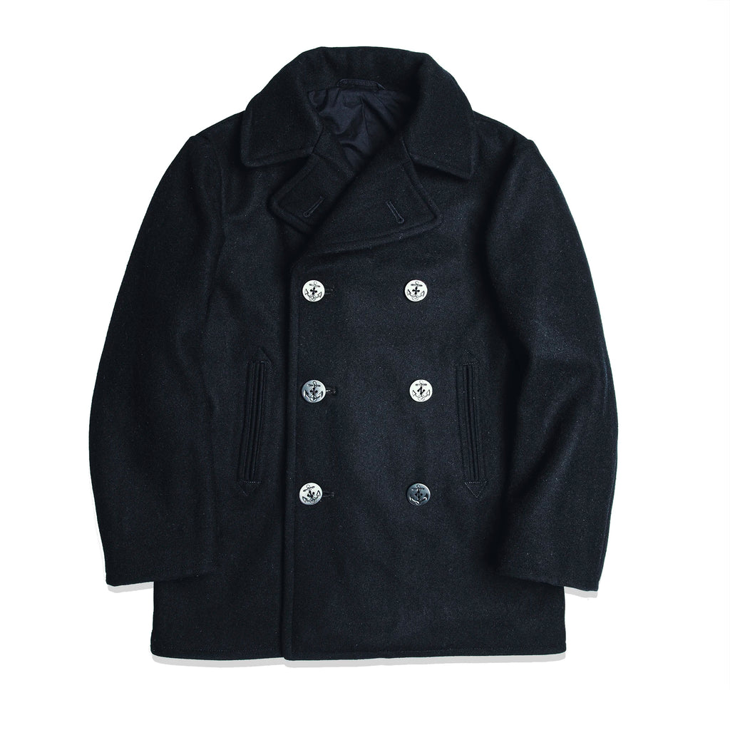 Red Tornado 740 Peacoat in Black Vintage Double-Breasted Mid-Length Wool Blend Overcoat for Men Warm Winter Jacket