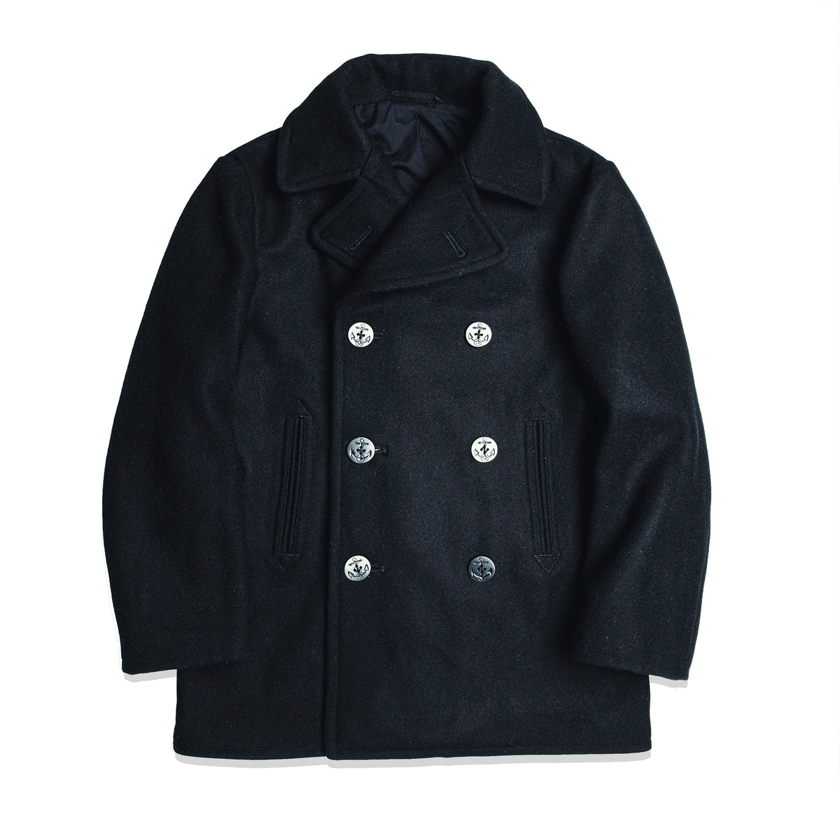 Red Tornado 740 Peacoat in Black Vintage Double-Breasted Mid-Length Wool Blend Overcoat for Men Warm Winter Jacket