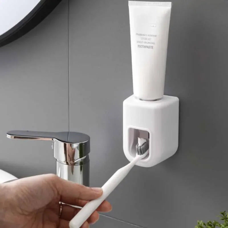 Automatischer Zahnpastaspender zur Wandmontage, wasserdicht, mit Zahnbürstenhalter – Badezimmerzubehör
