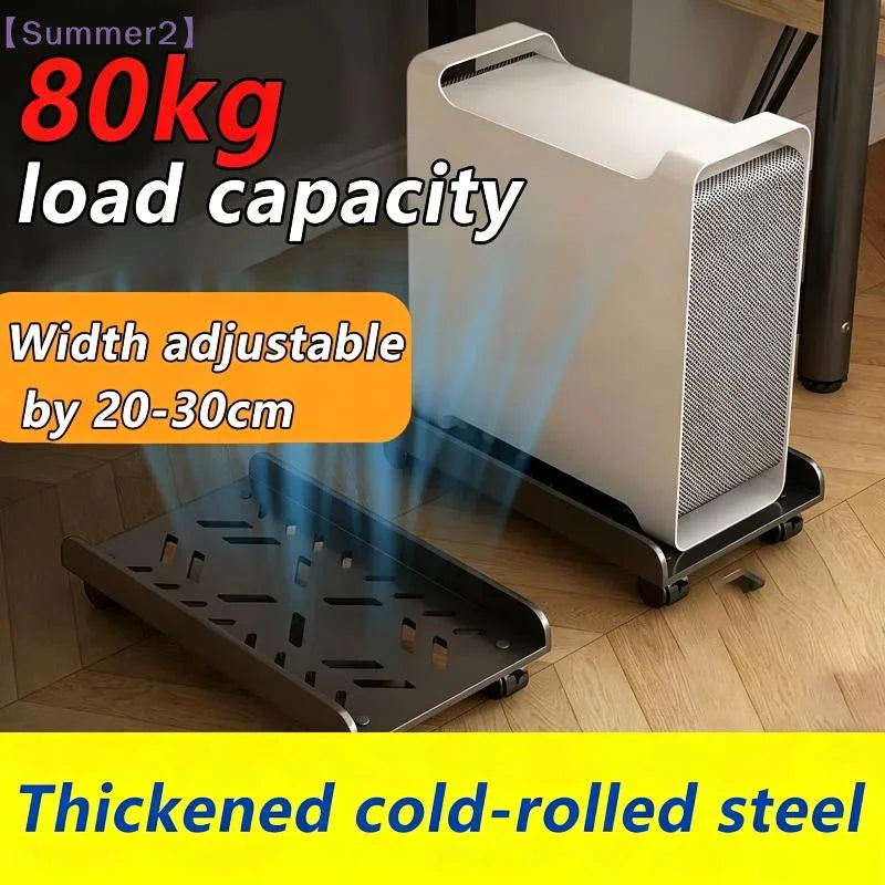 Adjustable Under-Desk Computer Tower Stand with Wheels