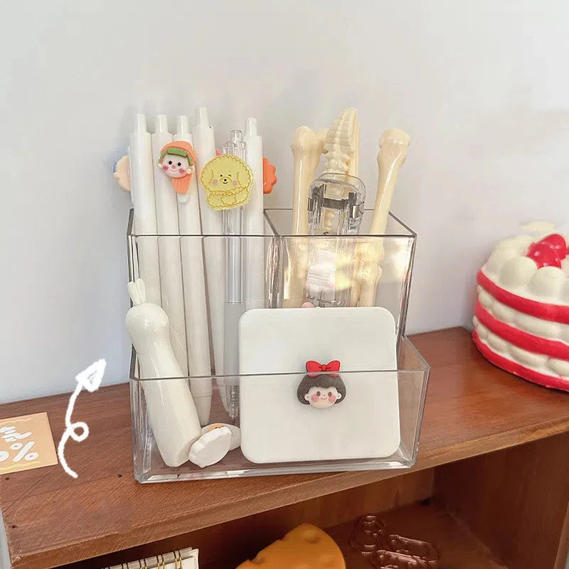 Acrylic Desk Organizer with 3 Compartments, 1 or 2 Pieces