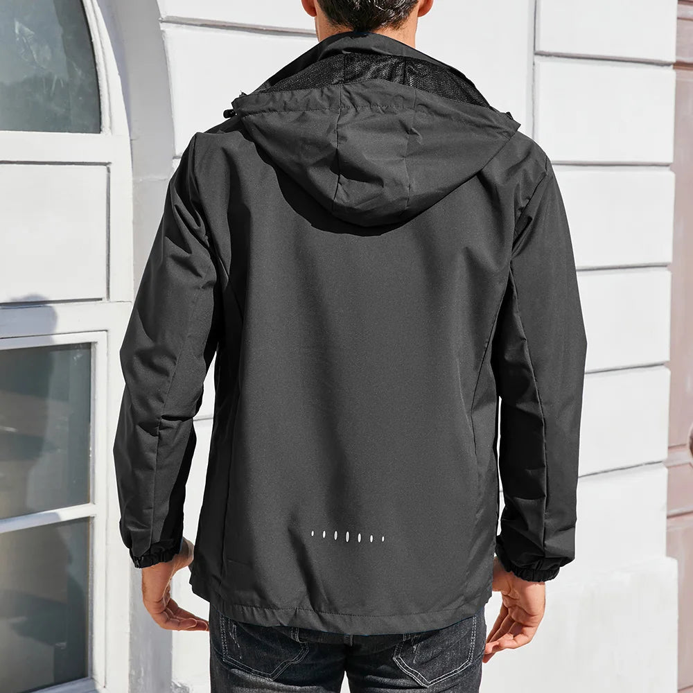 Spring Autumn Men's Outdoor Jacket Slim Fit Hooded Zipper Windbreaker Coat Male Climbing Hiking Waterproof Casual Clothing