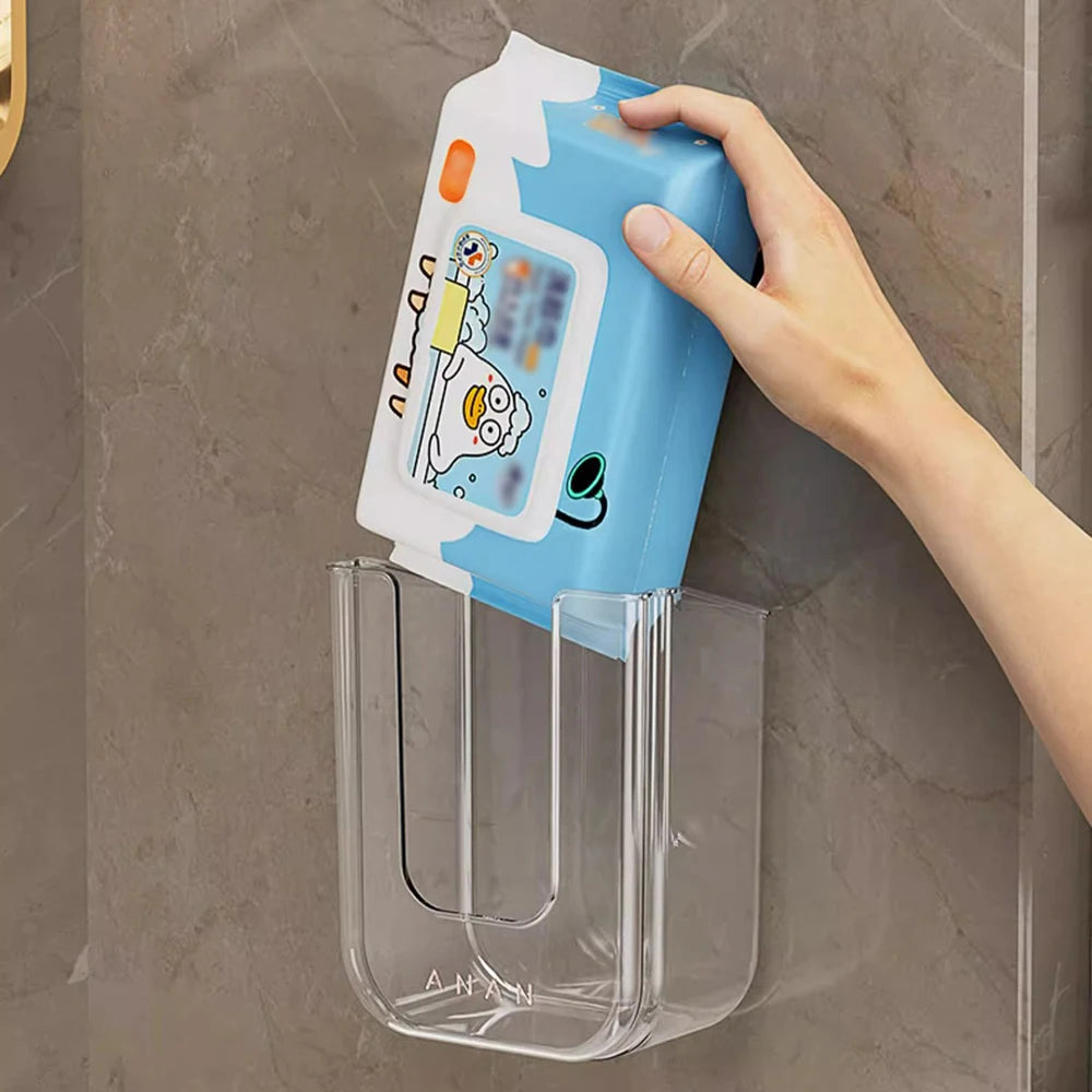 Wandmontierter Feuchttuchspender Selbstklebender Halter Küche Badezimmer Taschentuch-Papierhandtuchbox - Heim-Aufbewahrungsorganizer