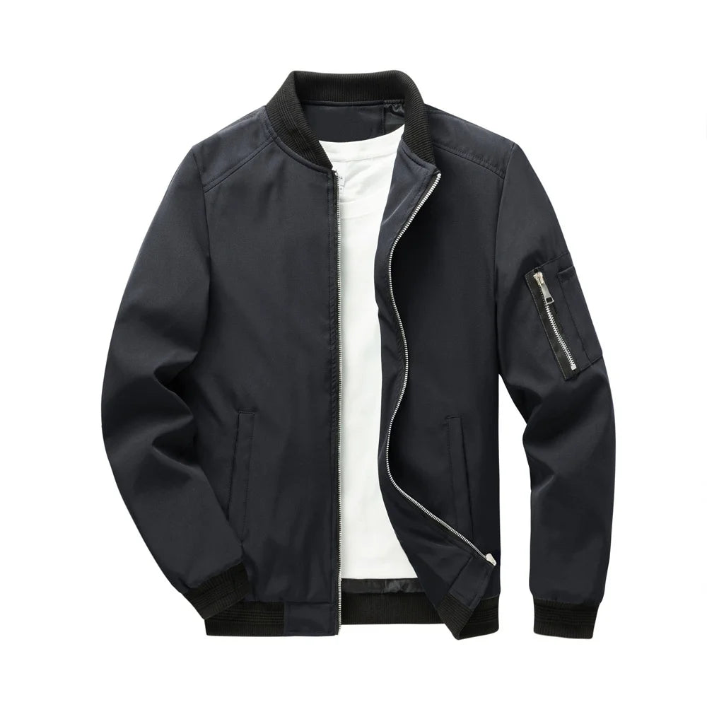 Spring Autumn Men's Jacket Zipper Stand Collar Solid Color Breathable Simple Style Outwear Windproof Male Casual Jackets