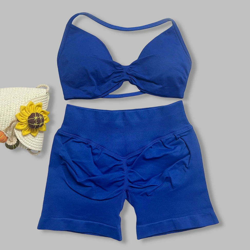 Ensemble yoga femme, 2 pièces, haut et short
