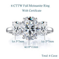 3/6 Carat Oval Cut Moissanite Engagement Rings 3-Stone Lab Diamond 925 Sterling Silver Wedding Rings Band for Women Fine Jewelry