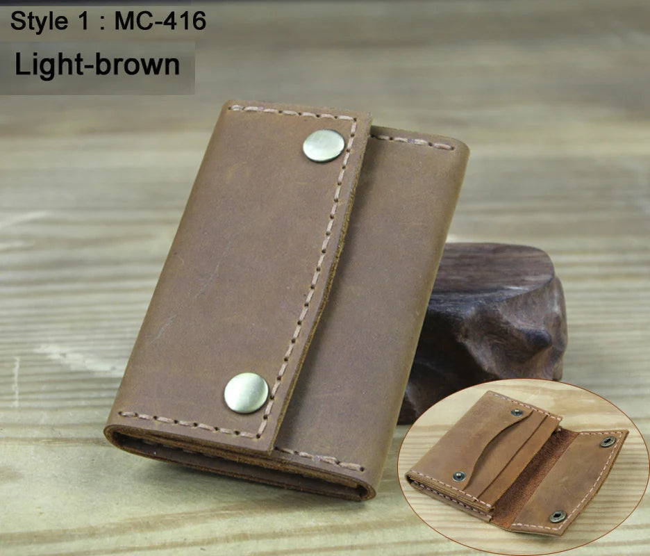Luxury Handmade Crazy Horse Genuine Leather Card Holder Men Card ID Holders Women Business Card Wallet Card Case Purse Bag Gift