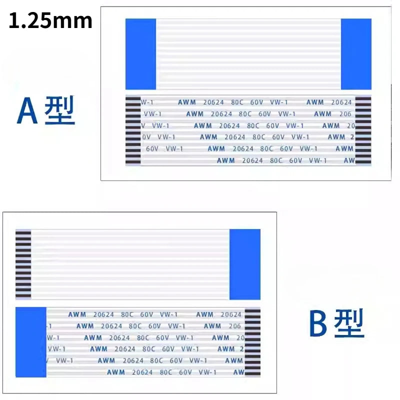 Flexible Flat Cable FPC/FFC 1.25mm Pitch AWM 20624 80C 60V VW-1 4-30 Pin for Consumer Electronics and PCB Connection