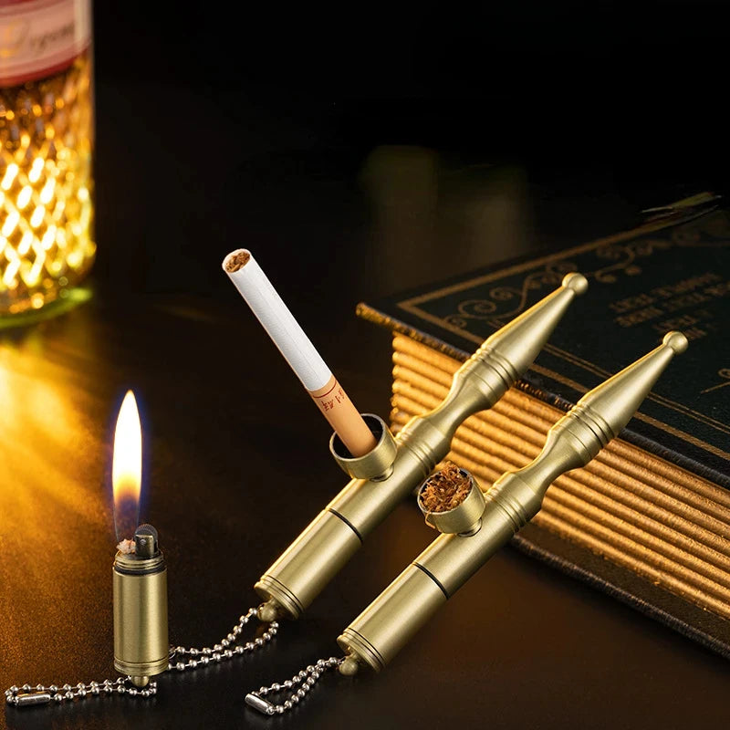 Creative Personality Kerosene Lighter, Two-in-One Multi-Function Trolley Filter Pipe Lighter, Men's Gift for Father