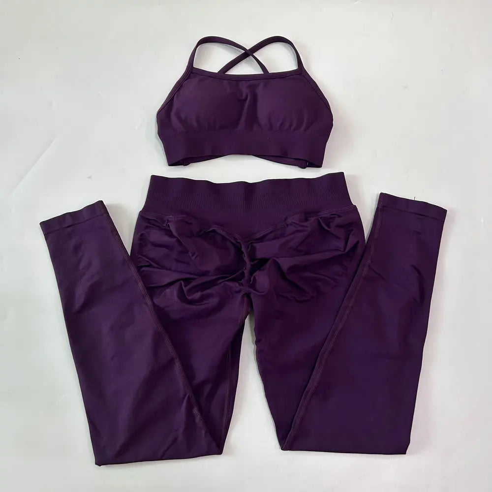 Ensemble yoga femme, haut et short