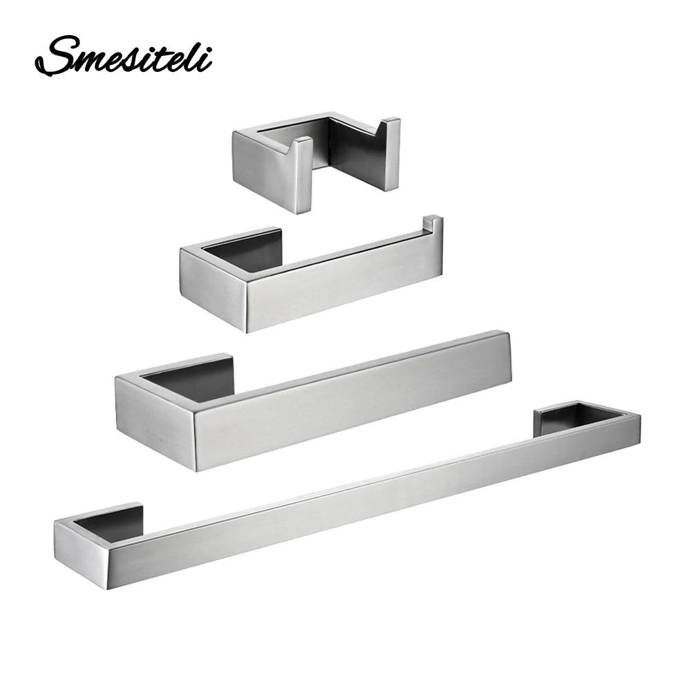 Toilet Paper Holder Towel Hooks Bathroom Accessories Kit Bar Stainless Steel Bedroom Metal Mounting Kitchen Bath Hardware Sets