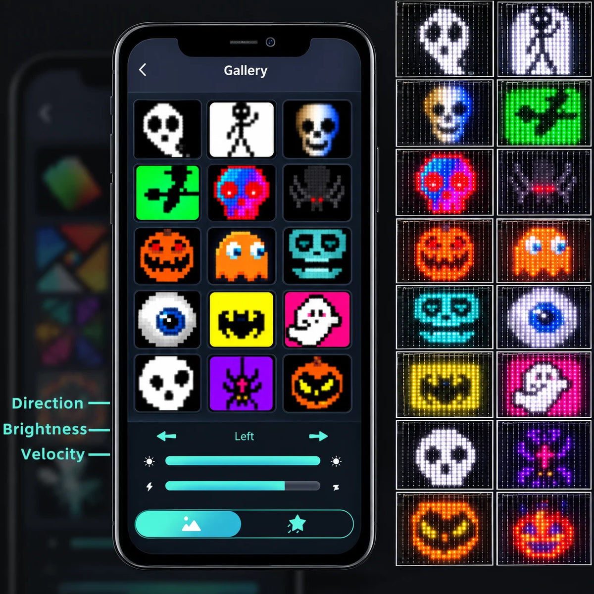 Rideau lumineux à LED RVB contrôlé par application intelligente, motifs personnalisables programmables et affichage de texte, guirlande lumineuse synchronisée sur la musique pour décoration d’Halloween et de Noël aux fenêtres et sur les murs
