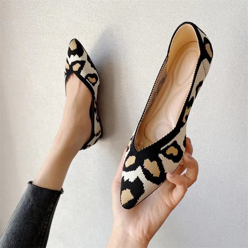 Ballerine da donna a punta con tomaia in cotone