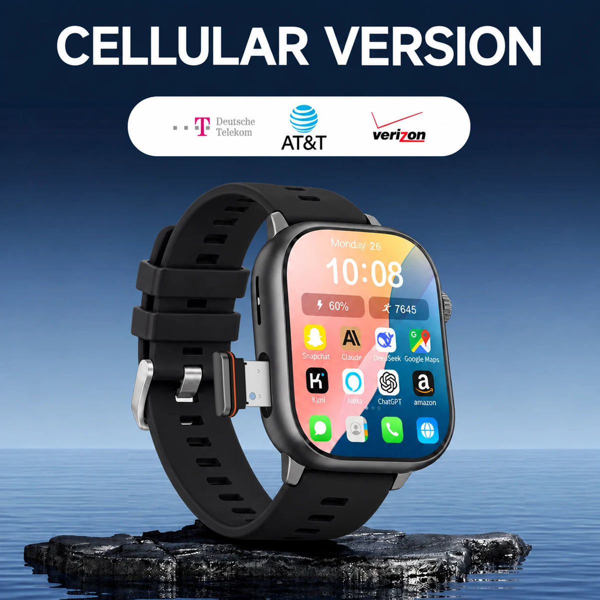 New S10 MAX Smart Watch 4/5G SIM Card 2.06''AMOLED Screen GPS WIFI 190°Rotating Camera Video Call Google Play Android Smartwatch