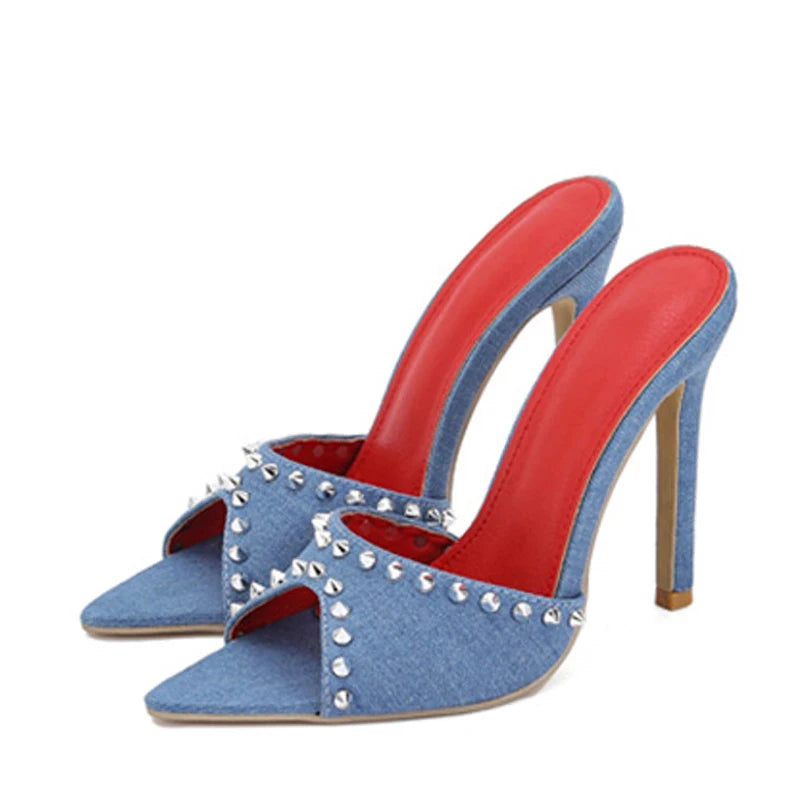 Sandali mules donna Liyke con borchie e tacco sottile