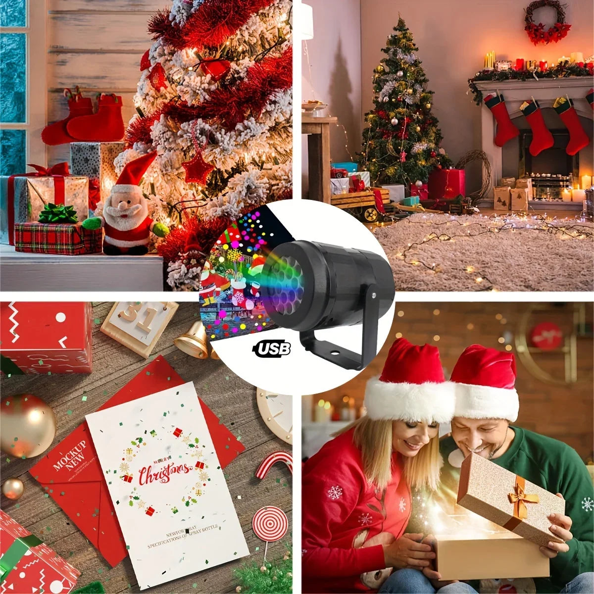 1pc Snowflake Christmas Night Projector Light,16 Patterns Waterproof Rotating Christmas LED Stage Lights Christmas Decoration