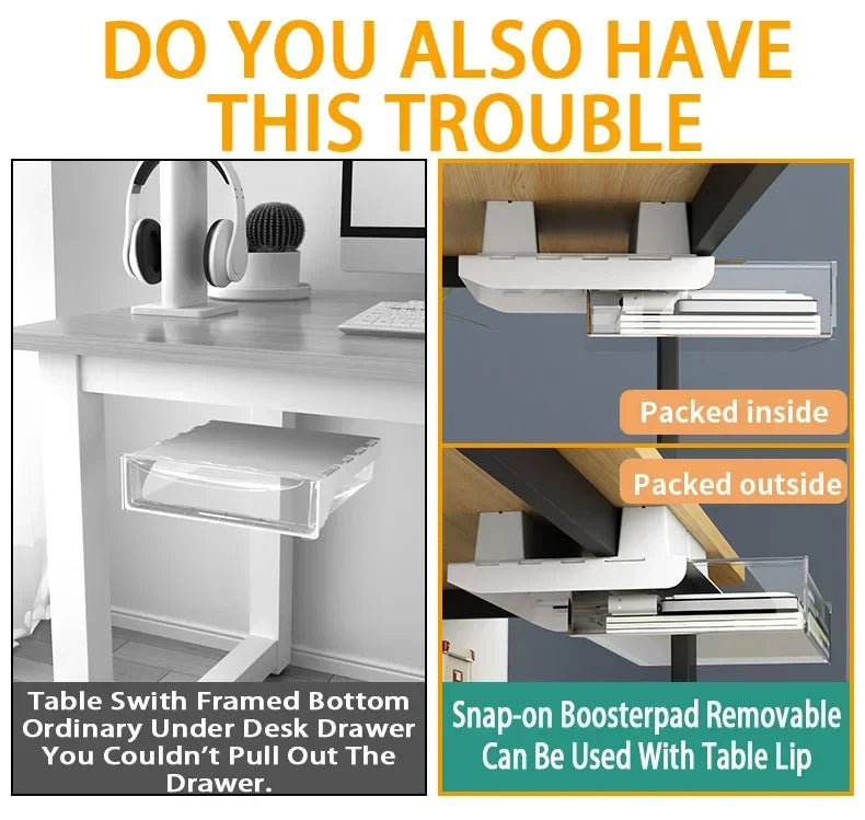 Self-Adhesive Under-Desk Storage Drawer