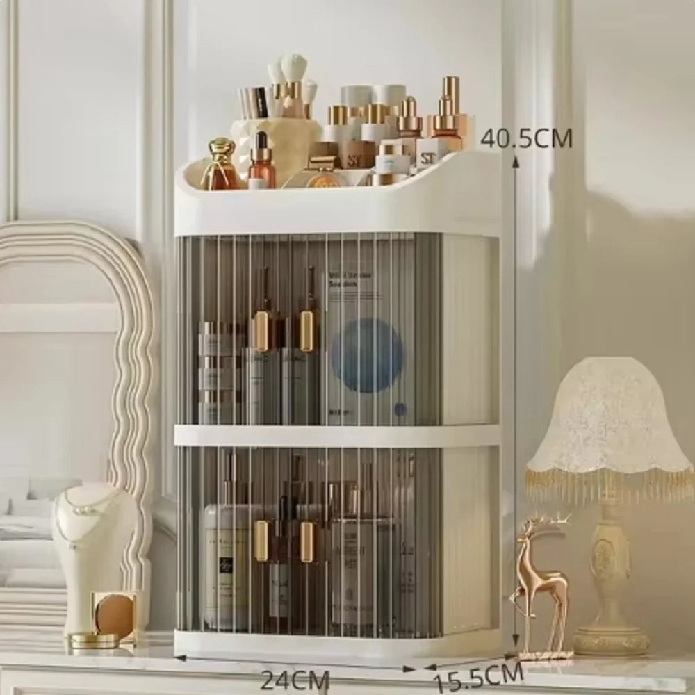 Kosmetik-Aufbewahrungsbox, große Kapazität, Schminktisch, Hautpflegeprodukte, Aufbewahrungsschrank, Schubladen-Organizer, Tisch-Staubschutzbox