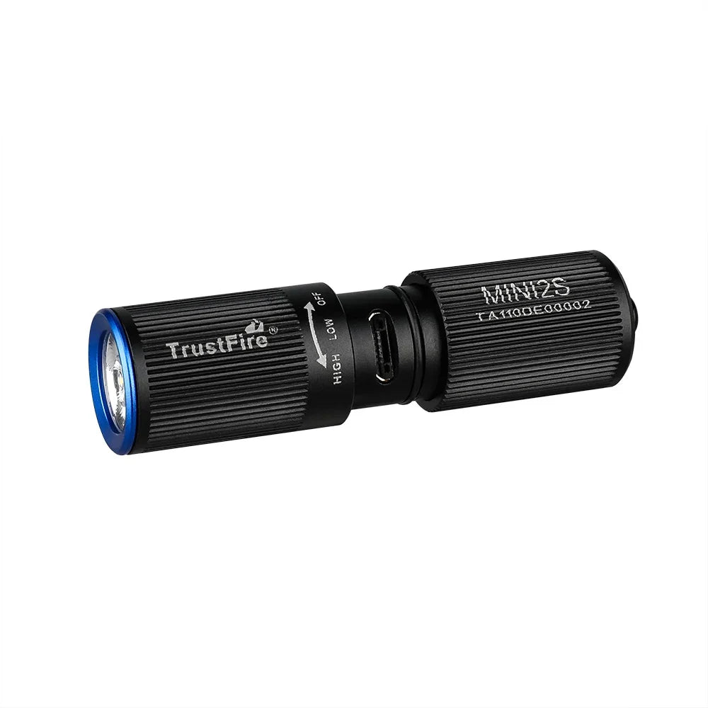 TrustFire Mini2s Mini USB Rechargeable Flashlight 220 Lumens EDC Keychain Powerful Work Light 2-Mode IPX8 Small Portable LED Lamp