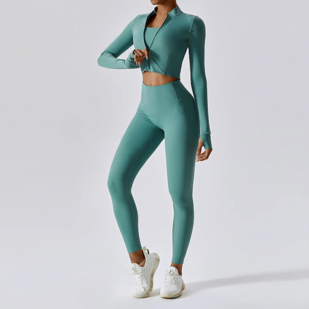 Ensemble yoga femme, 3 pièces, haut et legging