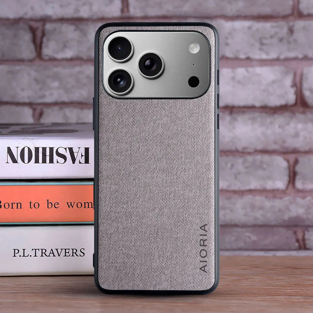 Case for Apple iPhone 18 Pro Max Duo Textile Leather Fashion Soft TPU Hard PC 3 In1 Material for iPhone 18 Case Funda Coqua