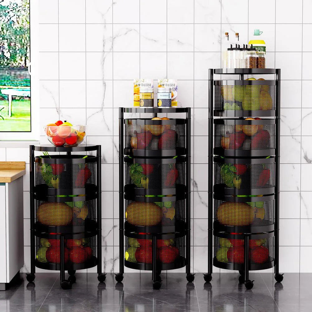 Étagères de rangement rotatives à 3/4/5 niveaux, paniers de rangement pour fruits et légumes, organiseur d'étagère avec paniers amovibles pour cuisine