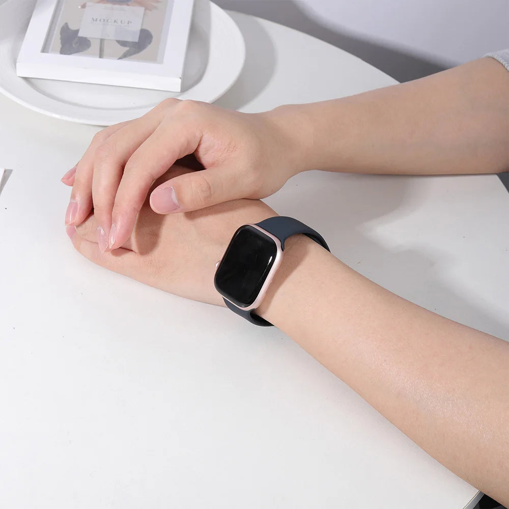 Silicone Strap For Apple Watch Band 45mm 46mm 44mm 41mm 40mm 42mm Sport Correa Bracelet iWatch Series 12 11 10 SE 9 8 Ultra 4 3