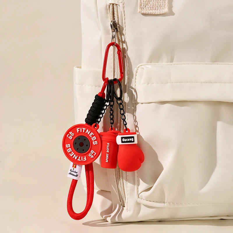 Neues Schlüsselanhänger-Set mit Boxhandschuhen, weichem PVC, Wasserbecher, Geschenk für Sportfans, niedlicher Rucksackanhänger, Souvenirgeschenk