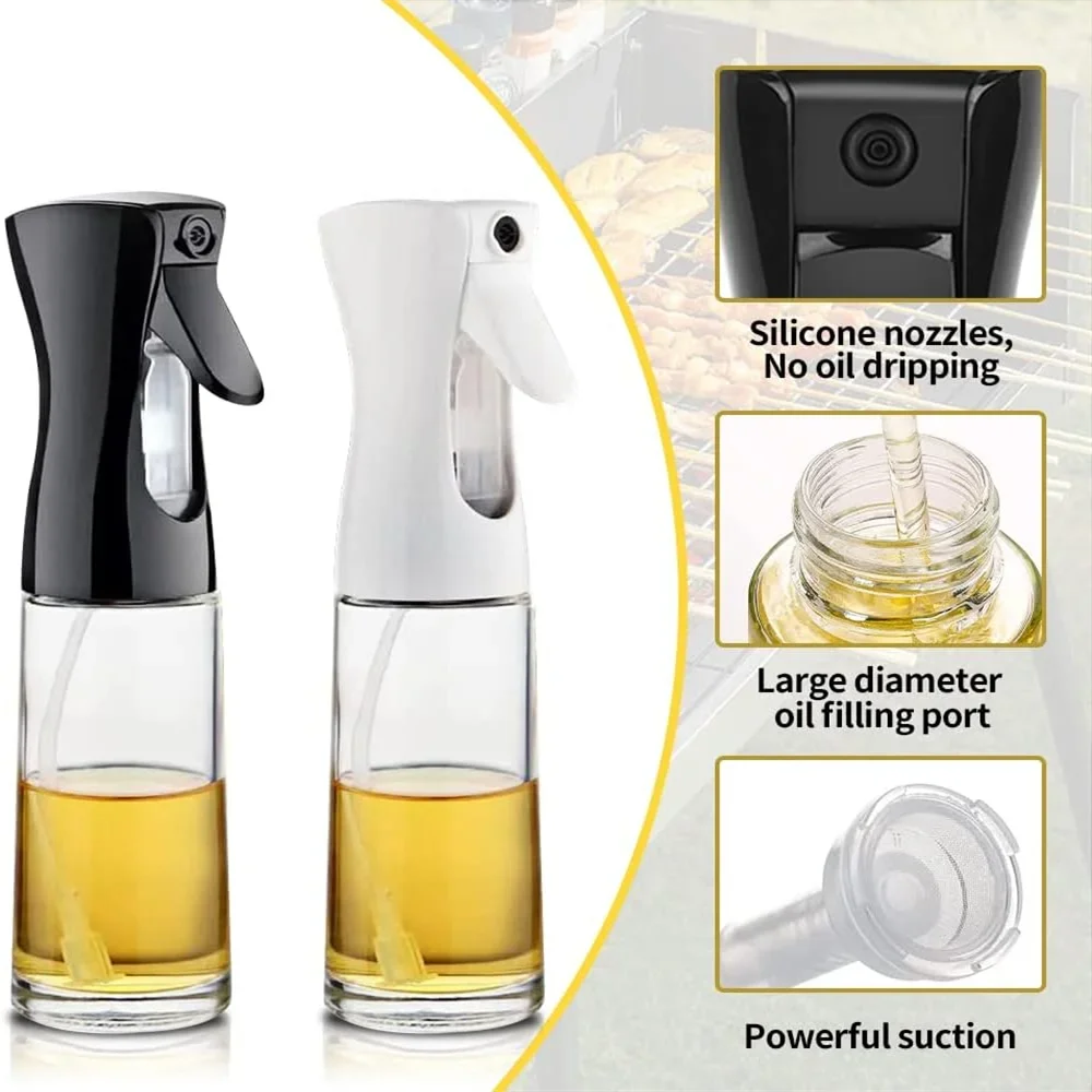 Pulvérisateur d'huile pour la cuisine - Flacon distributeur d'huile d'olive Vaporisateur en brume Réutilisable De qualité alimentaire Huile Vinaigre,Flacon pulvérisateur Accessoires de cuisine