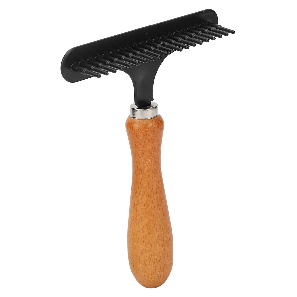 Cepillo de aseo para mascotas Cepillo de mano para mascotas Rastrillo de aseo para gatos Mango de madera Cepillo para eliminar pelo suelto y desenredar para gatos y perros
