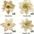 8/16Pcs Christmas Decorations Glitter Artifical Flowers Christmas Tree Ornaments for Home Decor Fake Flower Xmas New Year Gifts