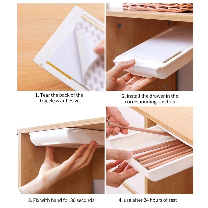 Self-Adhesive Under-Desk Storage Drawer