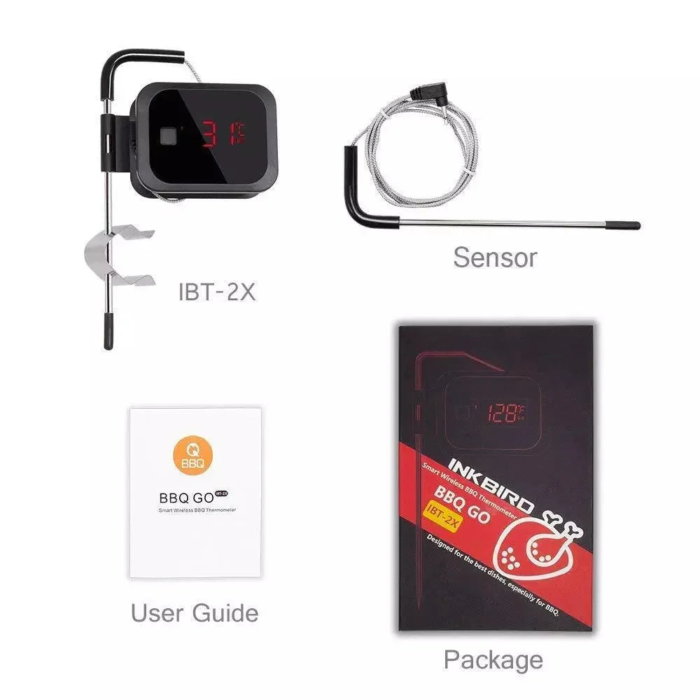 Termómetro digital remoto para barbacoa INKBIRD con 2 sondas, termómetro inteligente Bluetooth inalámbrico para carnes, parrilla y horno