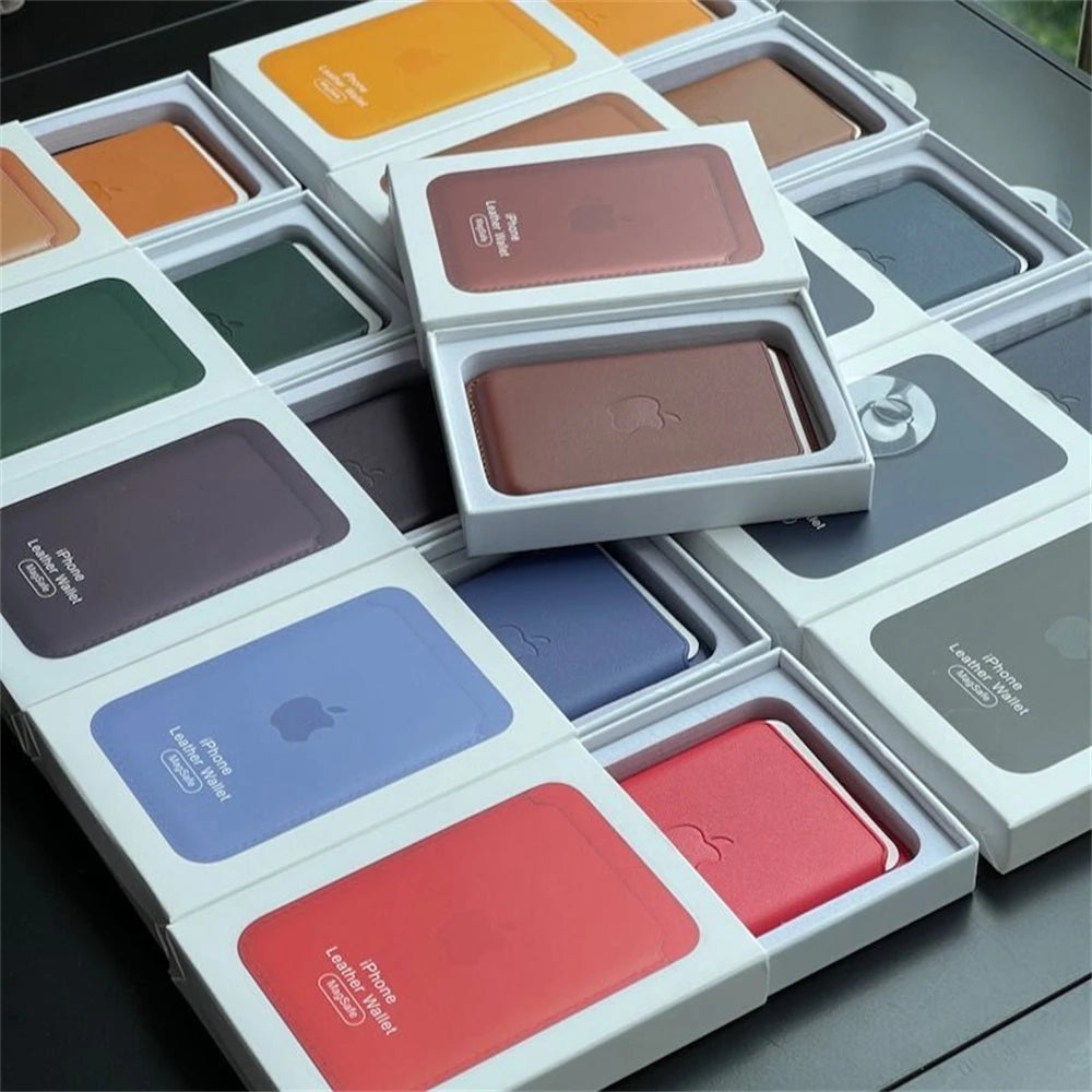 Animated Strong Magnet Card Holder with Logo for iPhone 18 Pro 17 16 15 14 Pro Max MagSafe Matte Solid Color Slot Wallet Cover