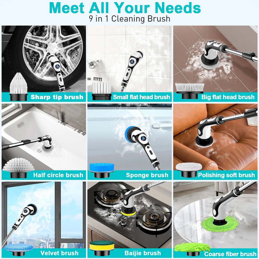 HOMEFISH Multifunctional Electric Cleaning Brush Voice-Controlled Rechargeable Smart Rotary Cleaning Brush Kitchen Cleaning Brush