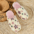 Chaussons d’intérieur doux pour femme à étoiles à cinq branches, modèle pour couple, chaudes en peluche pour l’hiver, chambre, adultes, confortables et silencieux, sandales plates en peluche