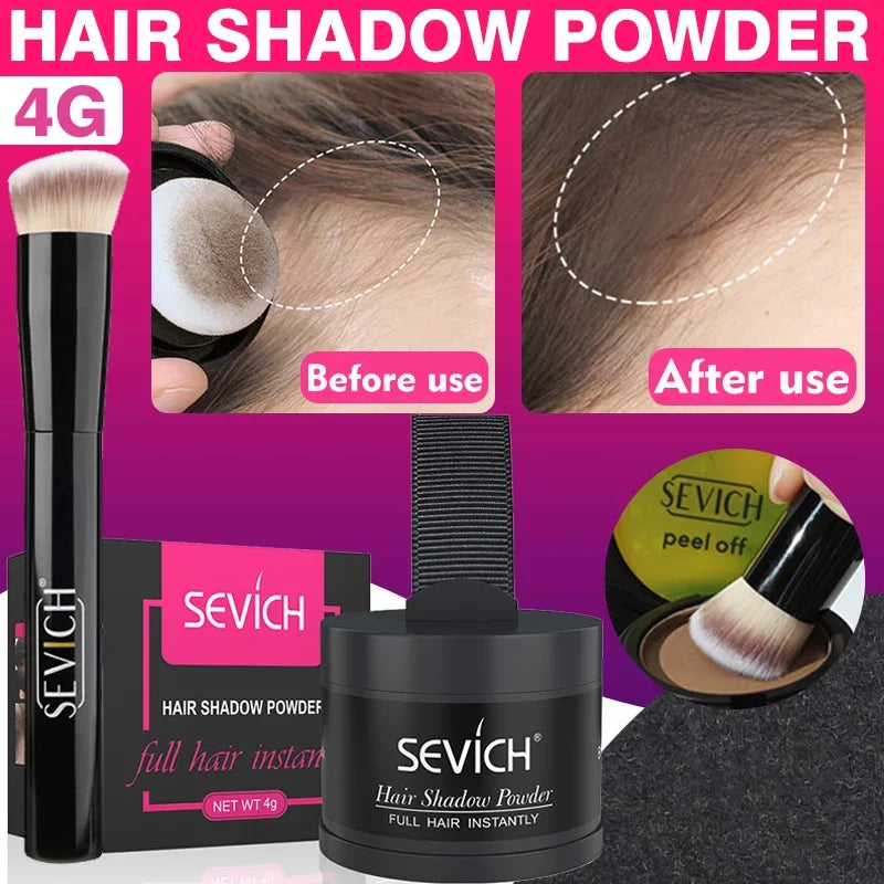 SEVICH Hairline Shadow Powder with Brush, Water- and Sweat-Resistant Hair Loss Concealer, Bald Spot Cover-Up Powder for Women and Men